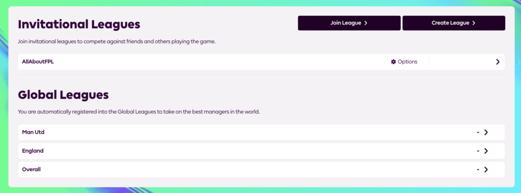 FPL Challenge Mini Leagues